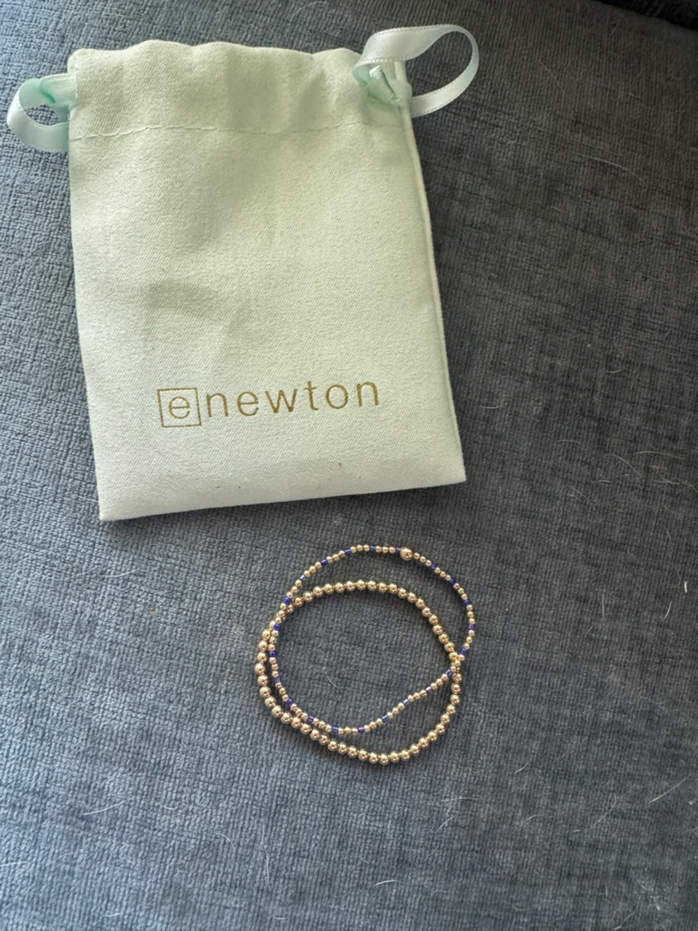 Newton Gold and Navy Beaded Stretch Bracelet Trio